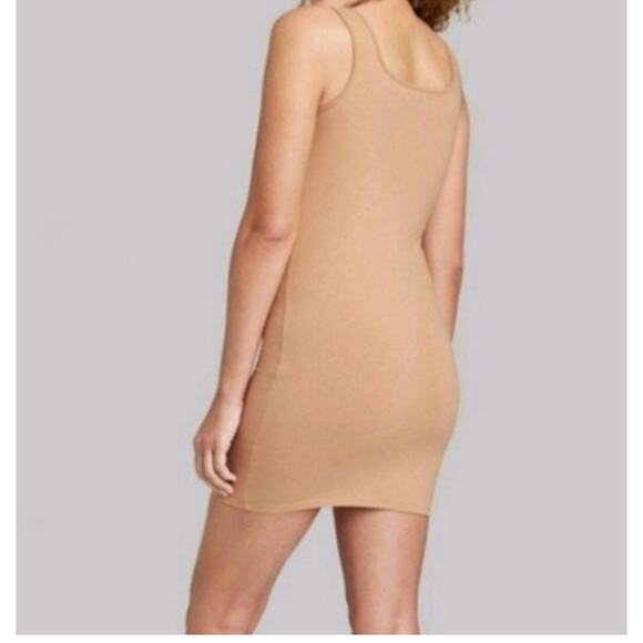 Wild fable Dress Bodycon Seamed Sleeveless Square neck Camel Women's L NWT - Picture 2 of 8